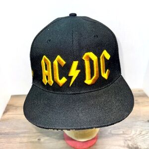 ACDC AC/DC Cap Snapback Hat Adjustable Adult Rock Or Bust Tour Gold Embroidered